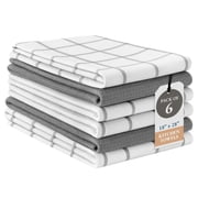 Kitchen Towels Set - Pack of 6 Cotton Dish Towels for Drying Dishes, 18 x 28 , Kitchen Hand Towels, Quick Drying Kitchen Towel Set - Grey