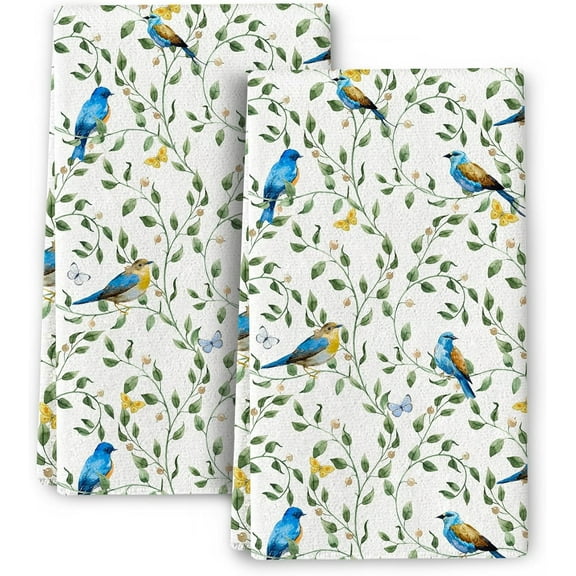 Kitchen Towels Sets of 2, Cute Botanic Absorbent Decorative Dish Towels Tea Towels Hand Towels for Kitchen Farmhouse Bar,Gifts for Bird Animal Lovers, Kitchen Decor Accessories, 16x24in
