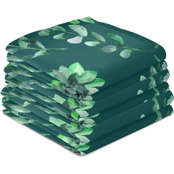 Kitchen Towels Springs Leaves and Flowers Pattern Cleaning Towel Absorbent Hand Towels Tea Towels for Home Restaurant Dish Clean 28" x 18", 6PCS