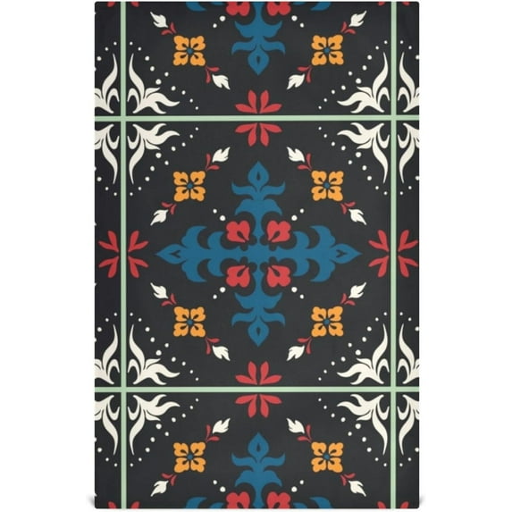 Kitchen Towels Talavera Ceramic Folk Tile Pattern Cleaning Towel Absorbent Hand Towels Tea Towels for Home Restaurant Dish Clean 28" x 18", 1PC