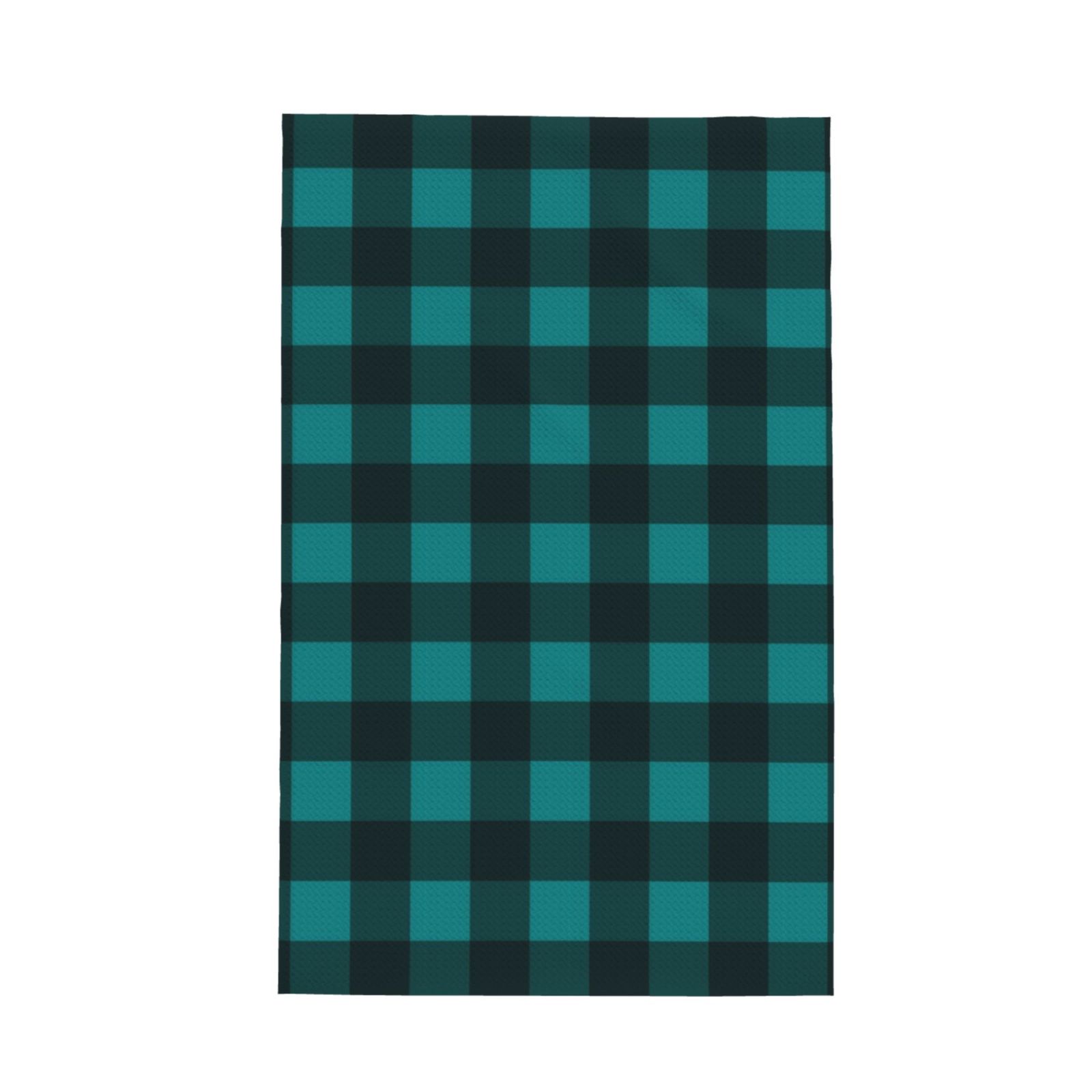 Kitchen Towels, Teal On Black Plaid Absorbent Dish Towels for Kitchen