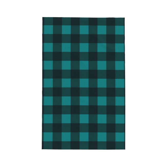 Kitchen Towels, Teal On Black Plaid Absorbent Dish Towels for Kitchen