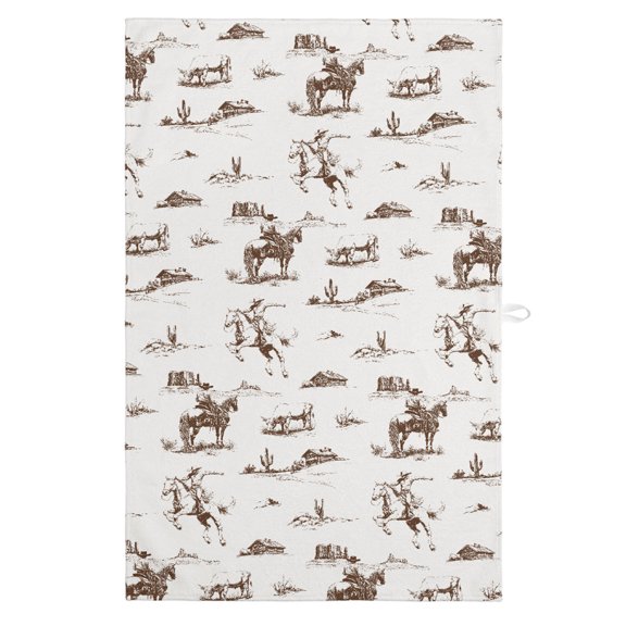 Kitchen Towels Vintage Brown Cactus Horse on Beige Dish Towels-1 Pack,Highly Absorbent Tea Towel with Hanging Loop,Western Cowboy Desert Soft Hand Towels for Drying and Cleaning Dishes