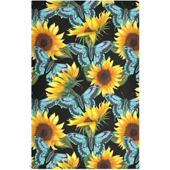 Kitchen Towels Vivid Sunflowers & Butterfly Pattern Cleaning Towel Absorbent Hand Towels Tea Towels for Home Restaurant Dish Clean 28" x 18", 6PCS Washcloth Gift