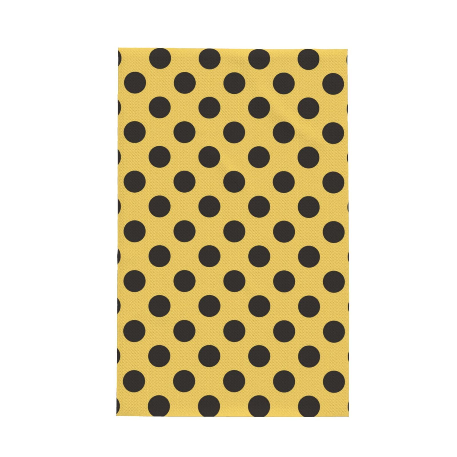 Kitchen Towels, black polka dots yellow Absorbent Quick Drying Dish