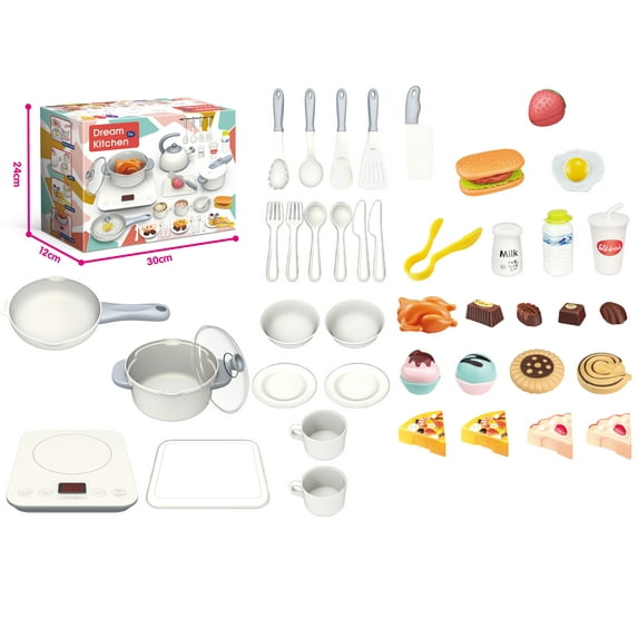 Kitchen Toy Set 45 Pieces Pretend Cooking Playset for Kids for Ages 3+ Valessati