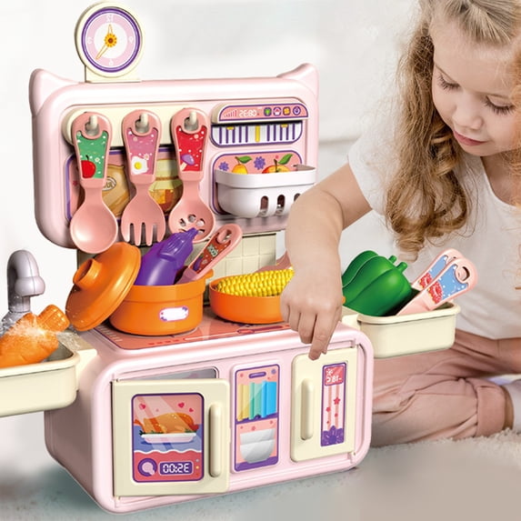 Kitchen Toy Set With Press Water Faucet, 14pcs Simulation Sink Cooking Toys, Storage Design Tableware Toys, Immersive Cooking Role Play Toys, Hands-on Creativity Early Education Toys
