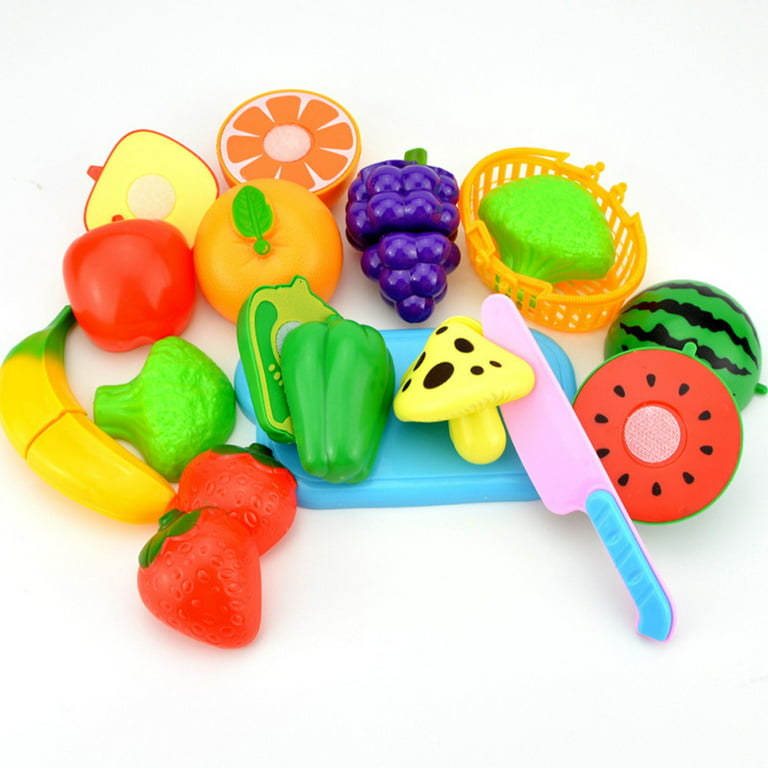 Kitchen Toys Fun Cutting Fruits Vegetables Pretend Food Playset for  Children Girls Boys Educational Early Age Basic Skills Development 12pcs Set