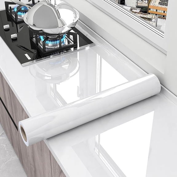 Kitchen Transparent Peel and Stick Contact Paper Easy Clean  Oil-Proof Kitchen Backsplash Tiles Cabinets Furniture Protection Clear Contact Paper (15.7X78.7 Inches)