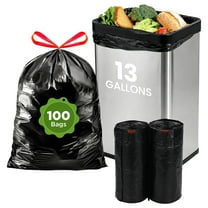 13 Gallon Trash Bags, 100 Count Tall Kitchen Drawstring Garbage Bags, Leakproof Unscented Can Liner for Home & Office, Black