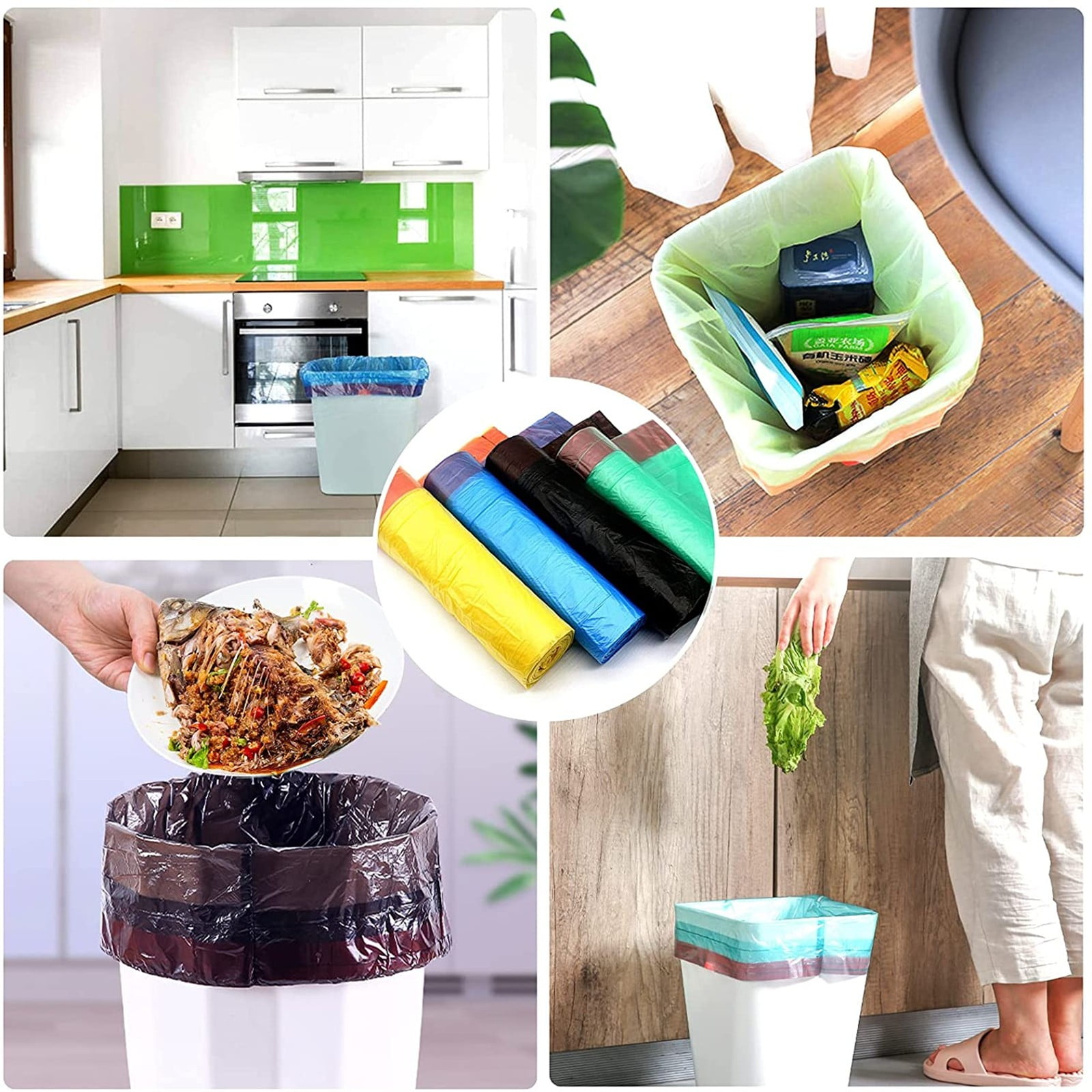 Kitchen Trash Bags with Drawstring, 75 Pcs Strong Tall Garbage Bags, Tear & Leak Resistant, Unscented, Ideal for Everyday Use, 45×50 CM