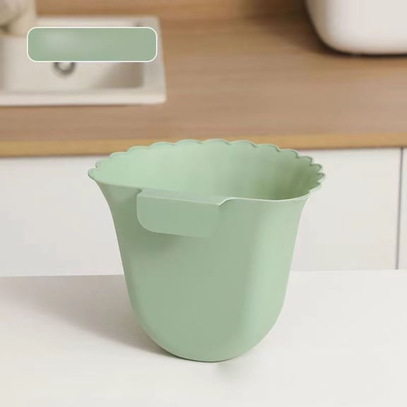 Kitchen Trash Bin for Counter Top or Under Sink, Flower Shape Hanging Small Storage Box for Cupboard, Bathroom, Bedroom, Office, Camping, Mountable Indoor Compost Bucket, Green, 7.87x6.5x6.5"