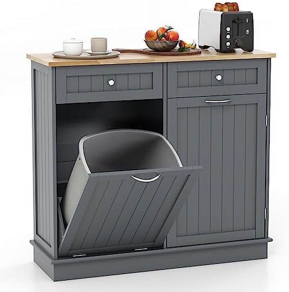 Kitchen Trash Kitchen Island with Tilt Out Garbage Bin Rubber