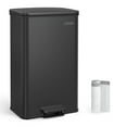 thumbnail image 1 of Kitchen Trash Can, 10.5 Gallon (40 L) Garbage Can, Large Step Trash Bin with Lid, Stainless Steel, Soft Close, 15 Trash Bags Included, Black, 1 of 7