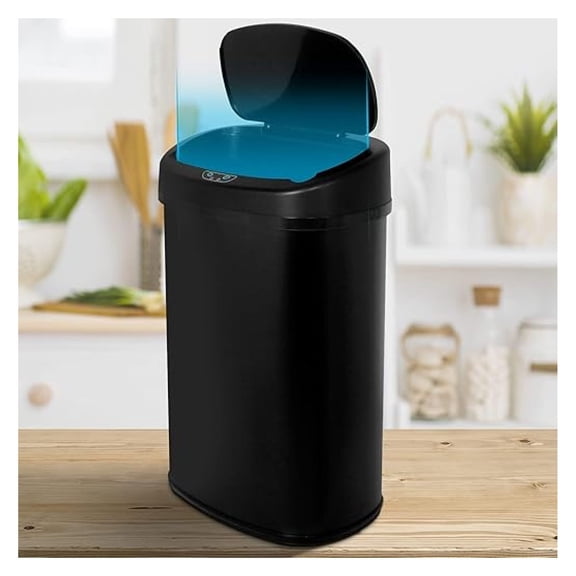 Kitchen Trash Can 13.2 Gallon Garbage Can with Odor Control System, Automatic Touch Sensor Trash bin with Lid, Stainless Steel Silent Waste Bin for Home Office Bedroom, 50 Liter (Black)