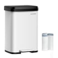 thumbnail image 1 of SONGMICS Kitchen Trash Can, 13-Gallon Stainless Steel Garbage Can, Soft Closure, White, 1 of 9