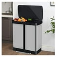 Kitchen Trash Can 16 Gallon/ 60L Stainless Steel Dual Trash Can with