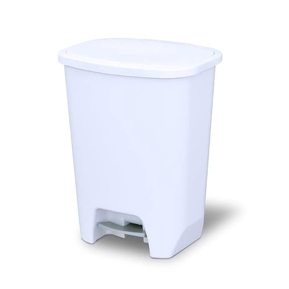 Kitchen Trash Can 20 Gallon | Large Plastic Waste Bin with Odor Protection of Lid | Hands Free with Step On Foot Pedal and Garbage Bag Rings, 20 Gallon, White