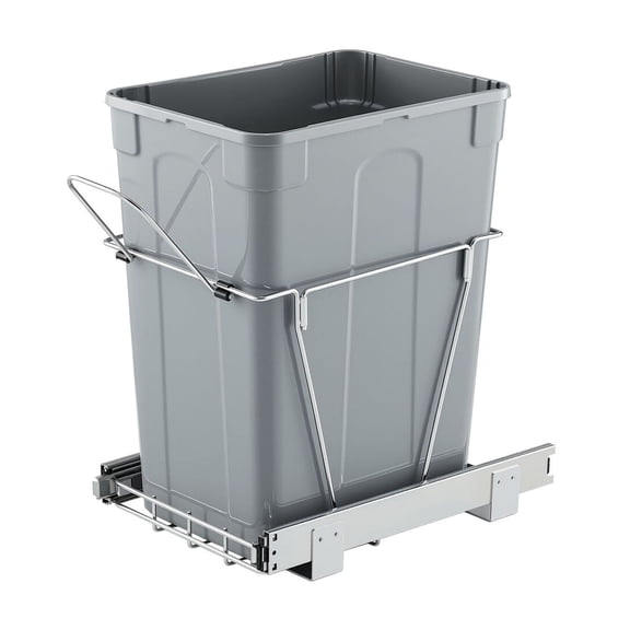 Kitchen Trash Can - 35 QT Pull-Out Recycling Bin for Cabinets - Under Sink Waste Container with Full Extension Slides & Handle - Under Mount Trash Can