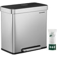 thumbnail image 1 of Kitchen Trash Can 60L Dual Compartment Stainless Steel Garbage Can with 15 Trash Bags Silver Count, 1 of 6