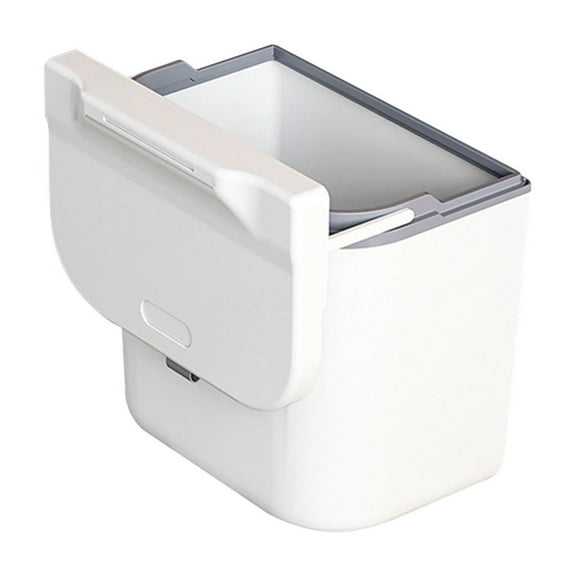 Kitchen Trash Can,9.45x6.3x9.45",Plastic Rectangular Garbage Bin, 9L Wall Mounted Trash Can White Large Capacity Saving Sturdy Hanging Garbage Can With Lid For Home Kitchen, White