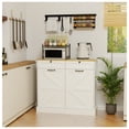 thumbnail image 1 of Kitchen Trash Can Cabinet with Drawers - White Storage Organizer, 1 of 9