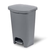 Kitchen Trash Can | Large Plastic Waste Bin with Odor Protection of Lid | Hands Free with Step On Foot Pedal and Garbage Bag Rings, 13 Gallon, Grey