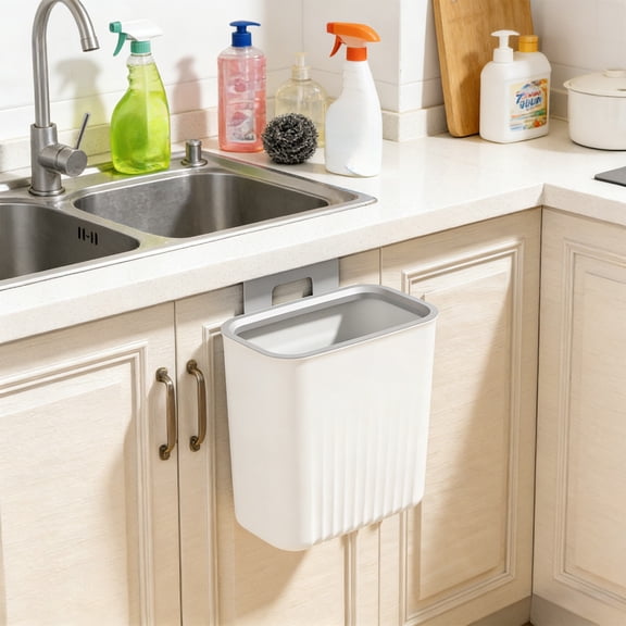 Kitchen Trash Can, Plastic Trash Can, Wall Mounted Trash Can, Commercial Wastebasket Trash Container for Kitchen, Space Saving Design, Trash Can for Bedroom Bathroom Office