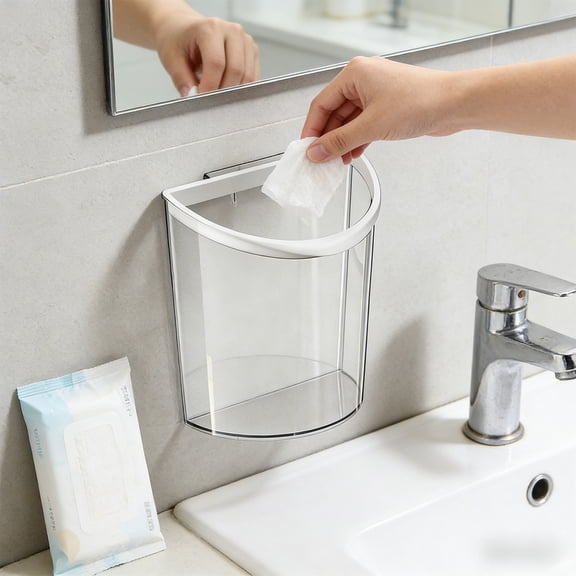 Kitchen Trash Can, Plastic Trash Can, Wall Mounted Trash Can, Commercial Wastebasket Trash Container for Kitchen, Space Saving Design, Trash Can for Bedroom Bathroom Office