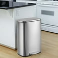 thumbnail image 1 of Kitchen Trash Can, Smudge Resistant Rectangular Garbage Can with Soft-Close Foot Pedal, Brushed Stainless Steel, 50 Liter/13 Gallon, 1 of 8
