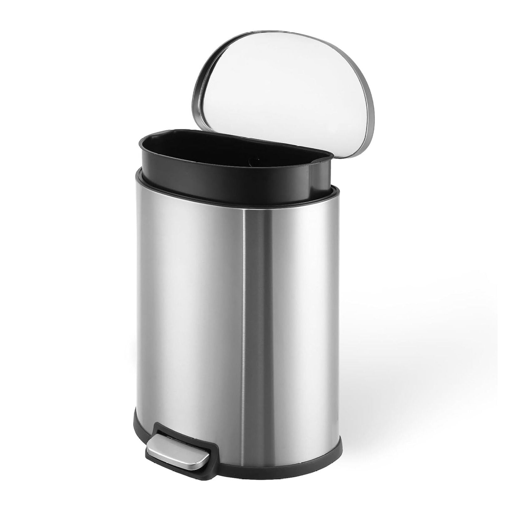 50 Liter / 13 Gallon Kitchen Trash Can, Stainless Steel With Lid, Foot