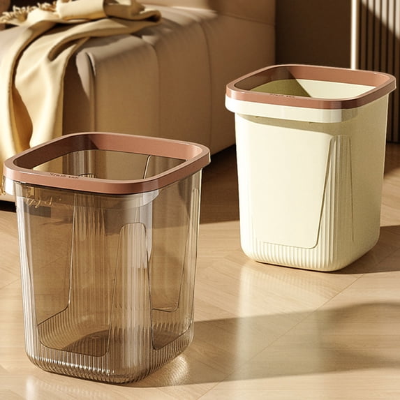 Kitchen Trash Can, Step-On Garbage Can with Lid, Tall Kitchen & Bathroom Trash Can, Small Office Waste Bin, Beige - Xuniizn