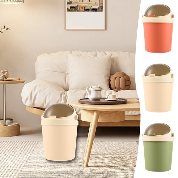 Kitchen Trash Can, Step-On Garbage Can with Lid, Tall Kitchen & Bathroom Trash Can, Small Office Waste Bin, Beige - Xuniizn