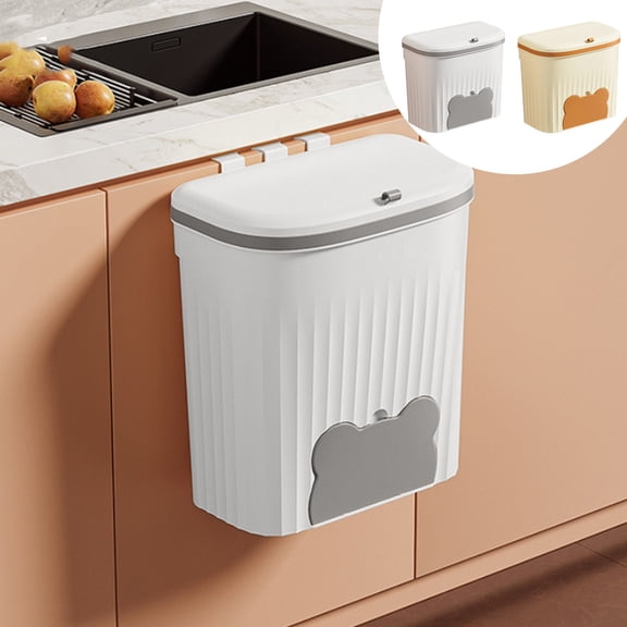Kitchen Trash Can, Step-On Garbage Can with Lid, Tall Kitchen & Bathroom Trash Can, Small Office Waste Bin, Beige - Xuniizn