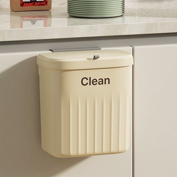 Kitchen Trash Can, Step-On Garbage Can with Lid, Tall Kitchen & Bathroom Trash Can, Small Office Waste Bin, Beige - Xuniizn