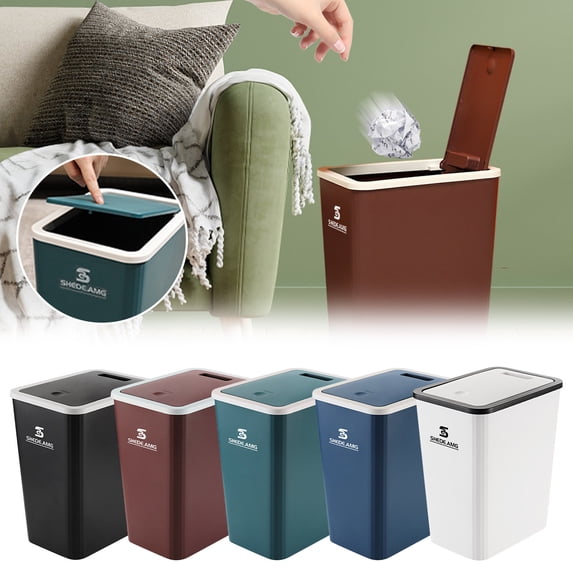 Kitchen Trash Can, Step-On Garbage Can with Lid, Tall Kitchen & Bathroom Trash Can, Small Office Waste Bin, Black - Xuniizn