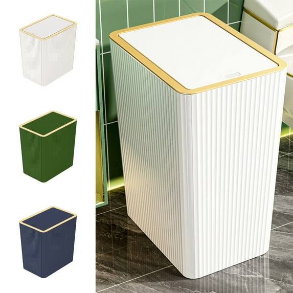 Kitchen Trash Can, Step-On Garbage Can with Lid, Tall Kitchen & Bathroom Trash Can, Small Office Waste Bin, Green - Xuniizn