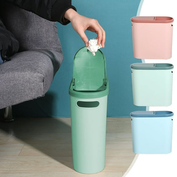 Kitchen Trash Can, Step-On Garbage Can with Lid, Tall Kitchen & Bathroom Trash Can, Small Office Waste Bin, Green - Xuniizn