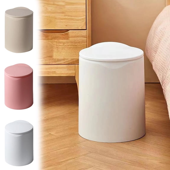 Kitchen Trash Can, Step-On Garbage Can with Lid, Tall Kitchen & Bathroom Trash Can, Small Office Waste Bin, Khaki - Xuniizn