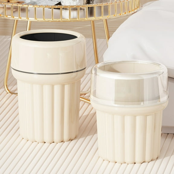 Kitchen Trash Can, Step-On Garbage Can with Lid, Tall Kitchen & Bathroom Trash Can, Small Office Waste Bin, White - Xuniizn