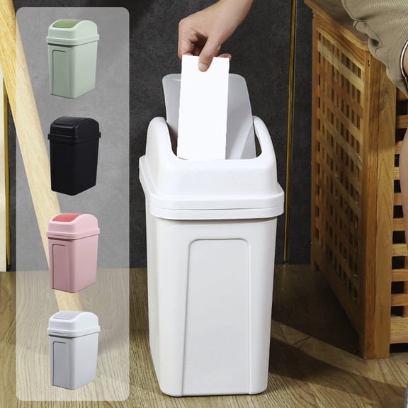 Kitchen Trash Can, Step-On Garbage Can with Lid, Tall Kitchen & Bathroom Trash Can, Small Office Waste Bin, White - Xuniizn