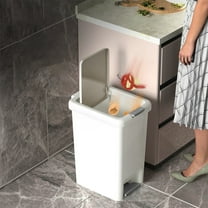 Kitchen Trash Can, Step-On Garbage Can with Lid, Tall Kitchen & Bathroom Trash Can, Small Office Waste Bin, White - Xuniizn