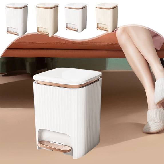 Kitchen Trash Can, Step-On Garbage Can with Lid, Tall Kitchen & Bathroom Trash Can, Small Office Waste Bin, White - Xuniizn