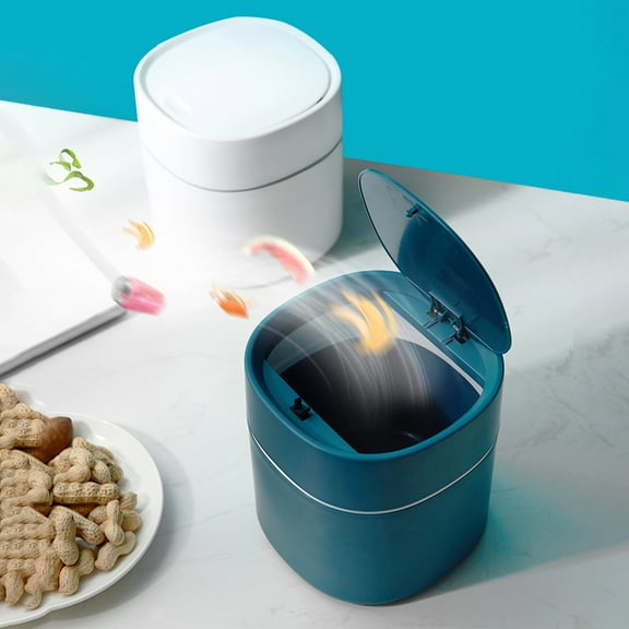 Kitchen Trash Can, Step-On Garbage Can with Lid, Tall Kitchen & Bathroom Trash Can, Small Office Waste Bin, White - Xuniizn