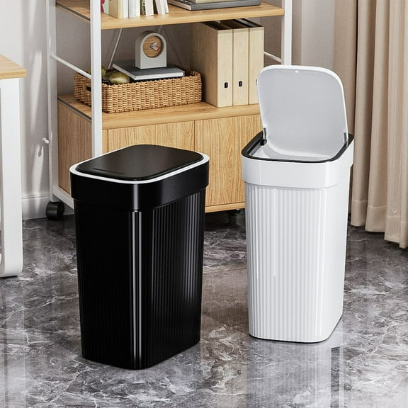 Kitchen Trash Can, Step-On Garbage Can with Lid, Tall Kitchen & Bathroom Trash Can, Small Office Waste Bin, White - Xuniizn