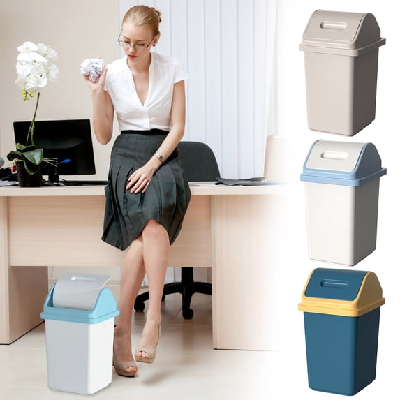 Kitchen Trash Can, Step-On Garbage Can with Lid, Tall Kitchen & Bathroom Trash Can, Small Office Waste Bin - Xuniizn