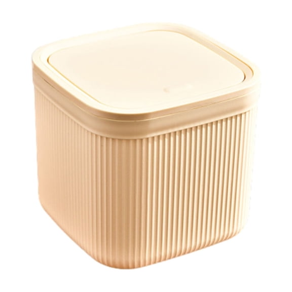 Kitchen Trash Can White Covered Tube Sundry Storage 16x16x15cm Large Kitchen Trash Can with Flip Lid