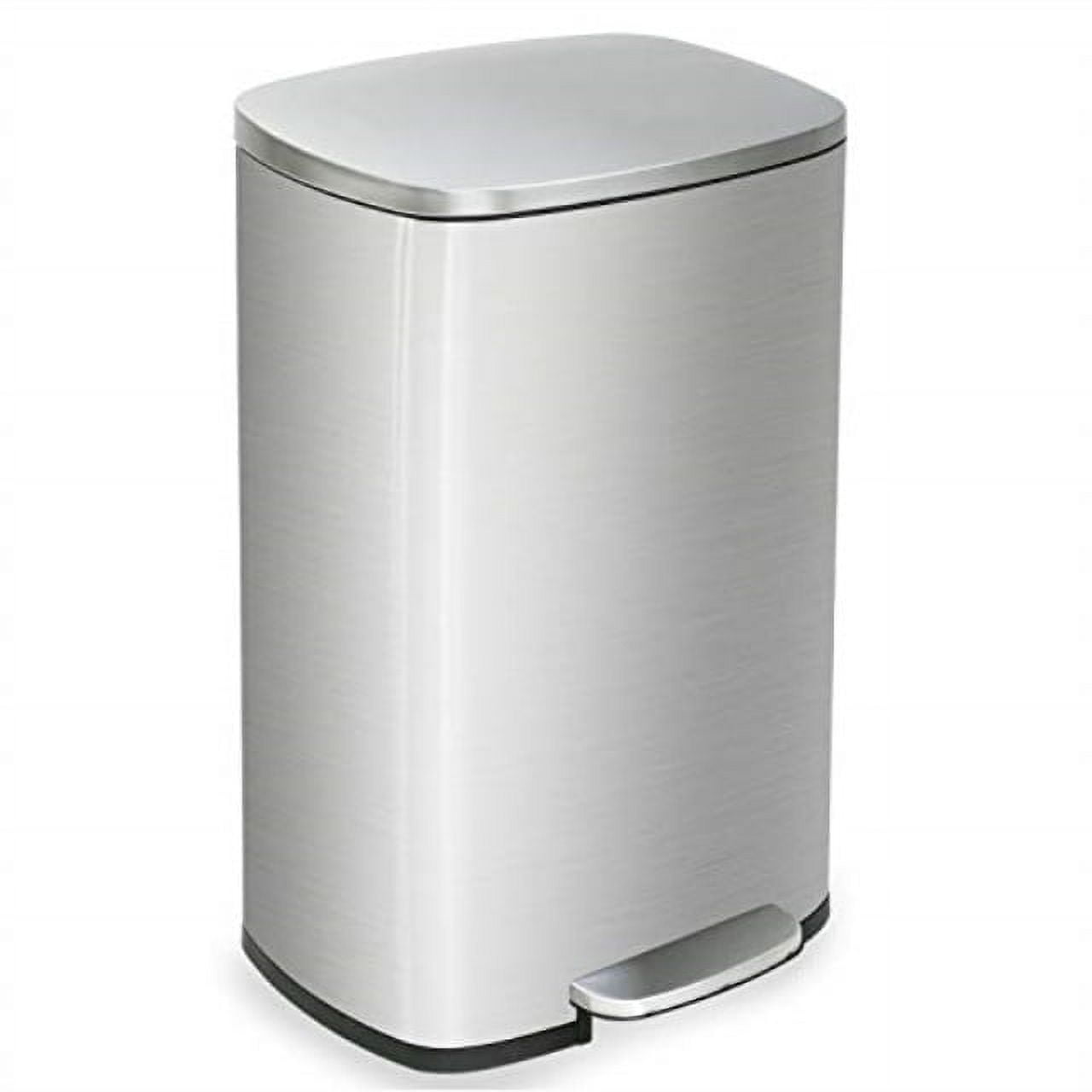 13 Gallon Silver Stainless Steel Pedal Trash Can