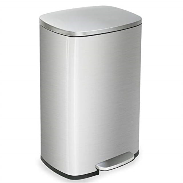 13 Gallon Silver Stainless Steel Pedal Trash Can