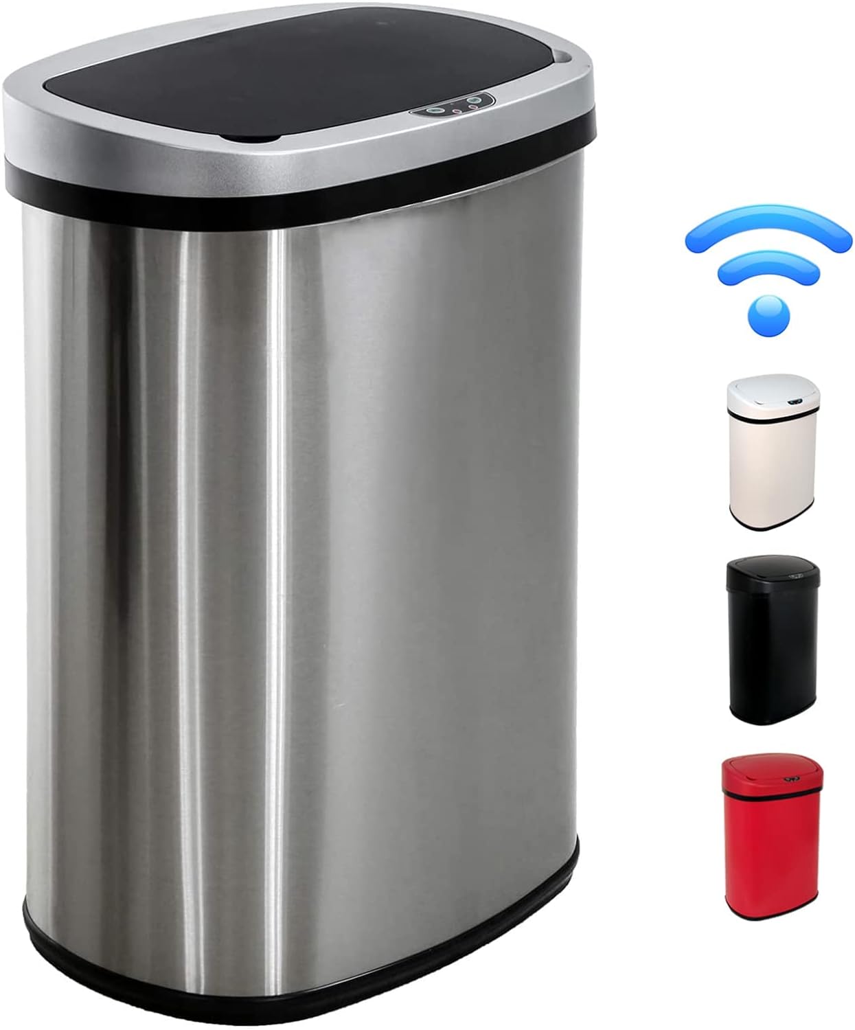 Kitchen Trash Waste Bin Brushed Stainless Stell Garbage Can 13 Gallon